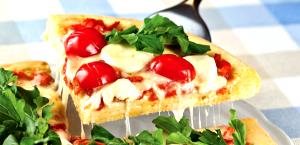 Quantas calorias em 1 Porçoes Pizza Rucula Com Queijo Branco E Tomate?
