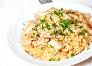 Quantas calorias em 1 Porçoes Risoto De Frango Aproveitado?