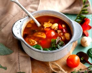 Quantas calorias em 1 Porçoes Sopa De Legumes Com Feijao?