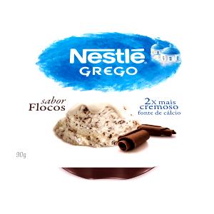 Quantas calorias em 1 pote (90 g) Iogurte Grego Sabor Flocos?