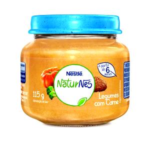 Quantas calorias em 1 pote pequeno (115 g) Papinha Legumes com Carne?