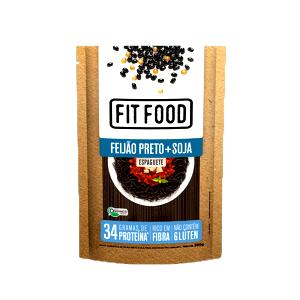 Quantas calorias em 1 prato raso (80 g) Espaguete Feijão Preto + Soja?