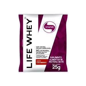 Quantas calorias em 1 sachê (25 g) Life Whey Cranberry?