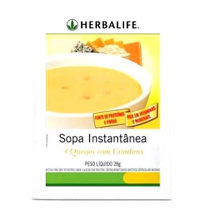 Quantas calorias em 1 sachê (28 g) Sopa Instantânea 4 Queijos com Croutons?