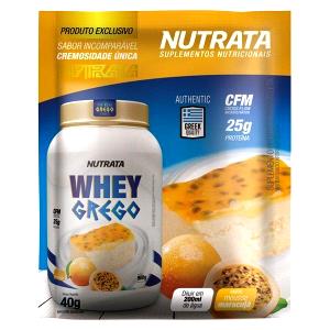 Quantas calorias em 1 sachê (40 g) Whey Grego Cheesecake Chocolate?