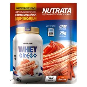 Quantas calorias em 1 sachê (40 g) Whey Grego Churros?