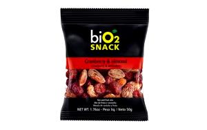 Quantas calorias em 1 sachê (50 g) Snack Cranberry e Amêndoas?