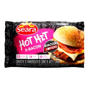 Quantas calorias em 1 sanduíche (145 g) Hot Hit X-Bacon?