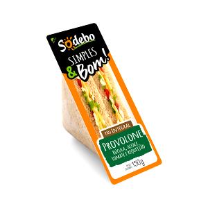 Quantas calorias em 1 sanduíche (150 g) Sanduíche de Provolone e Tomate Temperado?