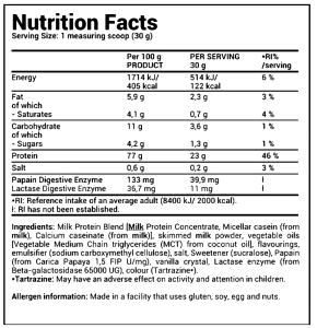 Quantas calorias em 1 scoop (30 g) Caseína?