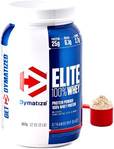 Quantas calorias em 1 scoop (34 g) Elite 100% Whey Protein Strawberry Blast?
