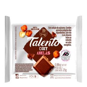 Quantas calorias em 1 tablete (25 g) Chocolate Talento Diet?