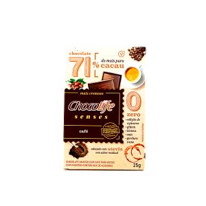 Quantas calorias em 1 tablete (25 g) Chocolife Senses Café?