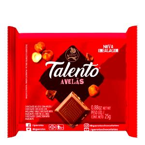 Quantas calorias em 1 tablete (25 g) Talento Avelã?