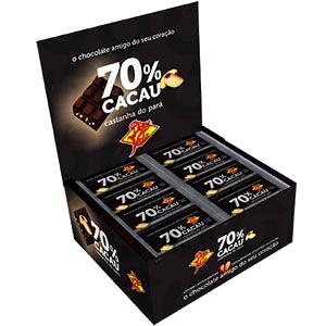 Quantas calorias em 1 tabletinho (14 g) Chocolate 70% com Castanha do Pará?