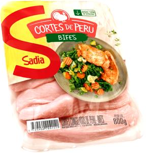 Quantas calorias em 1 unidade (107 g) Peito de Peru em Bifes?