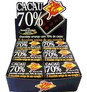 Quantas calorias em 1 unidade (14 g) Tablete de Chocolate Cacau 70% Natural?