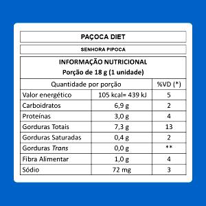 Quantas calorias em 1 unidade (17 g) Paçoquita Diet (17g)?