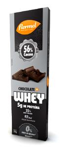 Quantas calorias em 1 unidade (20 g) Chocolate 56% Cacau + Whey?