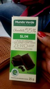 Quantas calorias em 1 unidade (25 g) Chocolate 55% Slim?