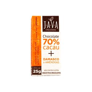Quantas calorias em 1 unidade (25 g) Chocolate 70% Cacau + Damasco e Amêndoas?