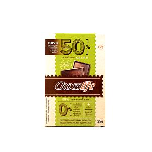 Quantas calorias em 1 unidade (25 g) Chocolife 50% Cacau?