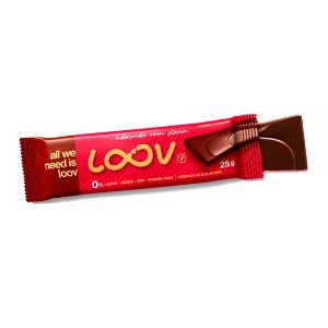 Quantas calorias em 1 unidade (25 g) Loov Chocolate Ao Leite de Coco?