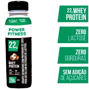 Quantas calorias em 1 unidade (250 g) Iogurte Power Fitness Coco?