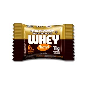 Quantas calorias em 1 unidade (30 g) Paçoca de Amendoim Coberta com Chocolate + Whey?