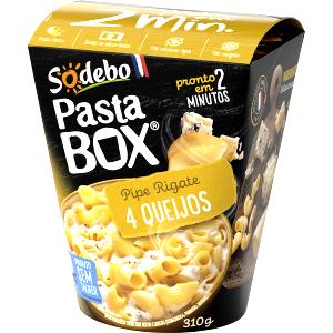 Quantas calorias em 1 unidade (310 g) Pasta Box Pipe Rigate 4 Queijos?