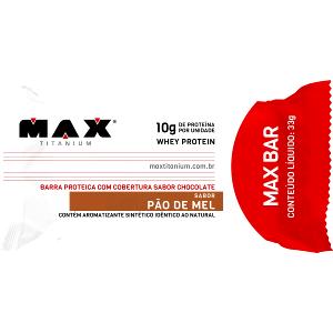 Quantas calorias em 1 unidade (33 g) Max Bar Sabor Pão de Mel?