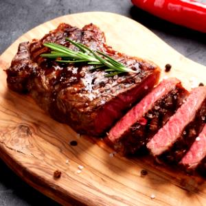 Quantas calorias em 1 unidade (375 g) New York Strip Steak?