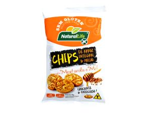 Quantas calorias em 1 xícara (25 g) Chips de Arroz Integral e Milho Sabor Churrasco?