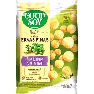 Quantas calorias em 1 xícara (25 g) Snack de Soja Ervas Finas?