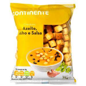 Quantas calorias em 1 xícara (30 g) Croutons Alho?