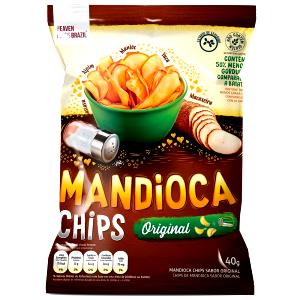 Quantas calorias em 1 xícara (40 g) Mandioca Chips?