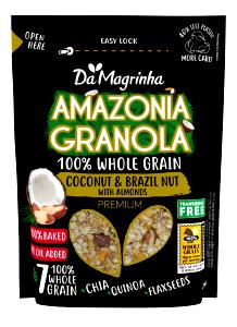 Quantas calorias em 1 xícara de chá (40 g) Granola Premium 100% Integral (Amazonia Granola Coconut & Brazil Nuts With Almonds)?