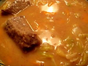 Quantas calorias em 1 Xícara Sopa de Fitas de Carne de Vaca?