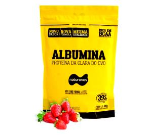 Quantas calorias em 100 g Albumina Sabor Morango?