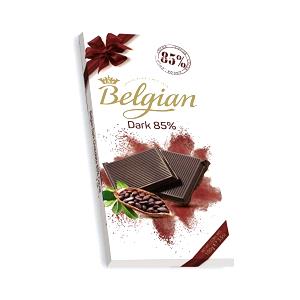 Quantas calorias em 100 g Belgian Dark Chocolate 85%?