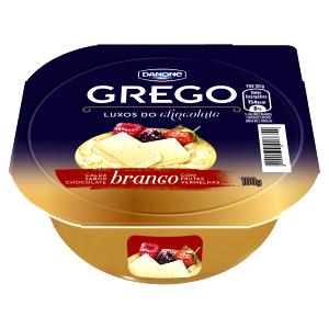 Quantas calorias em 100 g Iogurte Grego Chocolate Branco com Frutas Vermelhas?
