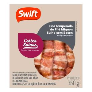 Quantas calorias em 100 g Isca Temperada de Filé Mignon Suíno com Bacon?