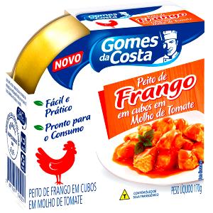 Quantas calorias em 100 g Peito de Frango em Cubos em Molho de Tomate?