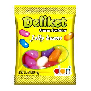 Quantas calorias em 12 unidades (25 g) Deliket Jelly Beans?