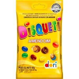 Quantas calorias em 12 unidades (25 g) Disqueti Amendoim?