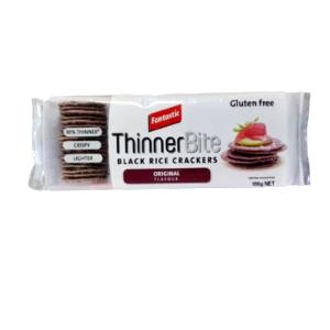 Quantas calorias em 15 biscoitos (30 g) Thinner Bite Black Rice Crackers?