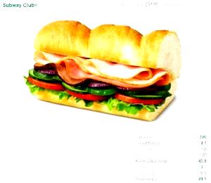 Quantas calorias em 15cm (275 g) Subway Club?