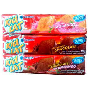 Quantas calorias em 2 1/2 biscoitos (30 g) Kid Lat Biscoito Recheado Sabor Chocolate?