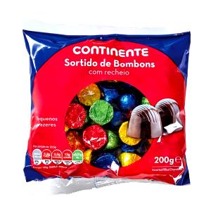 Quantas calorias em 2 1/2 unidades (25 g) Bombons de Chocolate com Recheios Sabores Sortidos?