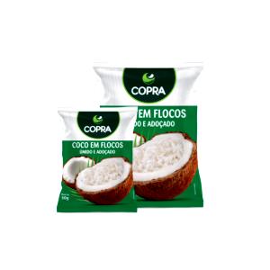 Quantas calorias em 2 colheres de chá (12 g) Coco Ralado em Flocos Levemente Adoçado?